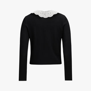 Crochet Collar Cardigan (Black)
