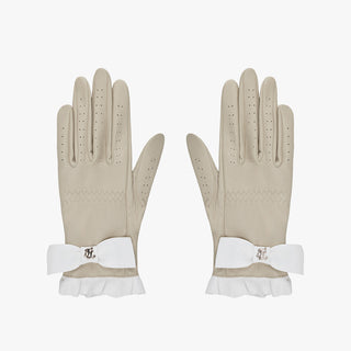 Lambskin Ribbon Gloves (Beige)