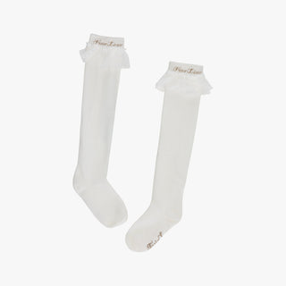 Lace Logo Knee Socks (White)