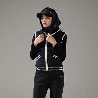 Hooded Windproof Knit Vest (Black)