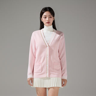 Loose Fit Pocket Cardigan (Pink)