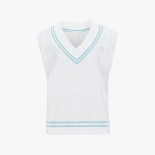 Punched V-neck Vest (White)