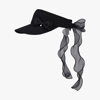 Pearl Ribbon Organza Visor (Black)