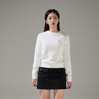 Fluffy Pearl Logo Windproof Knit (Ivory)