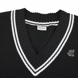 Punched V-neck Vest (Black)