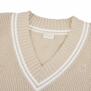 Punched V-neck Vest (Beige)
