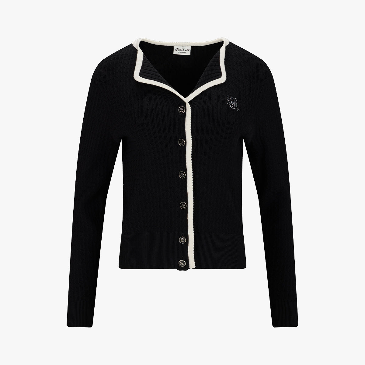 Open Collar Cable Cardigan (Black)