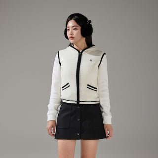 Hooded Windproof Knit Vest (Ivory)