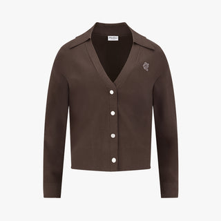 Back Logo Jacquard Cardigan (Brown)