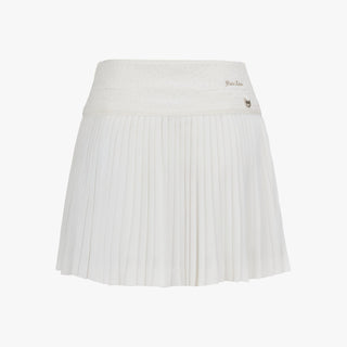 Lace Flare Pleated Skirt (White)