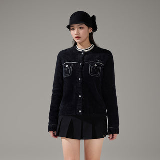 Stitch Windproof Cardigan (Black)