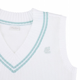 Punched V-neck Vest (White)