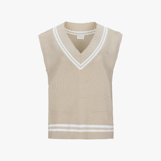 Punched V-neck Vest (Beige)
