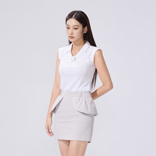 Pearl Ribbon Sleeveless T-Shirt (White)