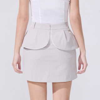 Lace Trim Flap Skirt (Beige)
