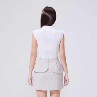 Pearl Ribbon Sleeveless T-Shirt (White)