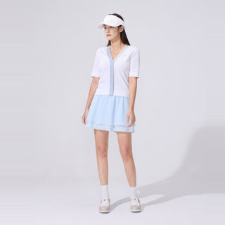 Seersucker Smoke Band Skirt (Blue)