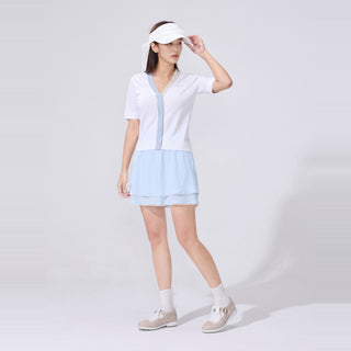 Seersucker Smoke Band Skirt (Blue)