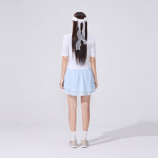 Seersucker Smoke Band Skirt (Blue)