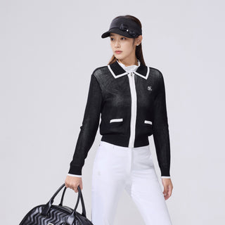 Zip-up Cool Mesh Cardigan (Black)