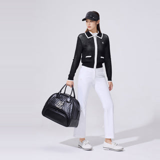 Pearl Quilted Boston Bag (Black)