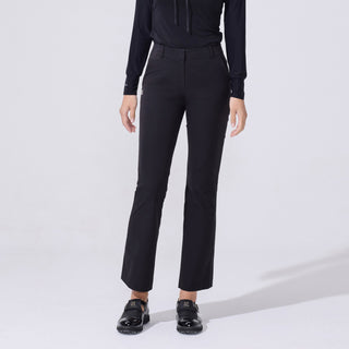 Back-slit Ribbon Semi-bootscut Pants (Black)