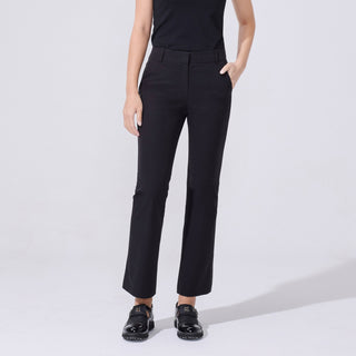Back-slit Ribbon Semi-bootscut Pants (Black)