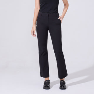 Back-slit Ribbon Semi-bootscut Pants (Black)