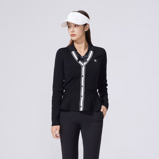 Eyelet Peplum Cardigan (Black)