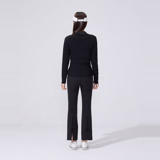 Eyelet Peplum Cardigan (Black)
