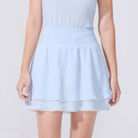Seersucker Smoke Band Skirt (Blue)