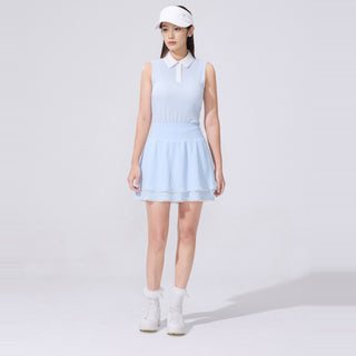 Seersucker Smoke Band Skirt (Blue)
