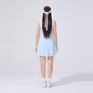 Seersucker Smoke Band Skirt (Blue)
