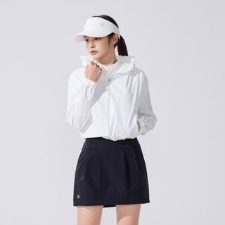 Frill Hooded Zipper Jacket (White)
