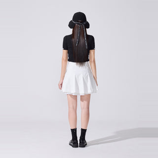 Tulle Frill Ankle Socks (Black)