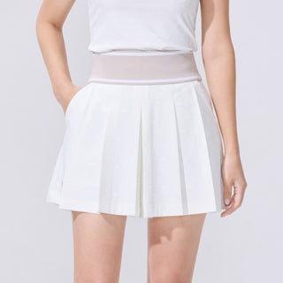 Logo Jacquard Pleated Skort (White)