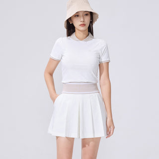 Petit Collar Logo Jacquard  T-Shirt (White)