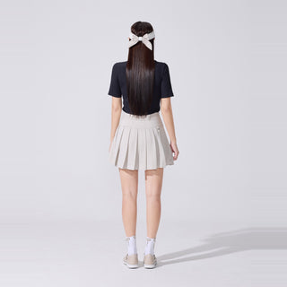 Ribbon High Neck Seven-Button T-Shirt (Black)