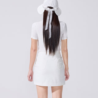 Lace Collar Puff Sleeve T-Shirt (White)