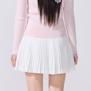 Lace Flare Pleated Skirt (White)