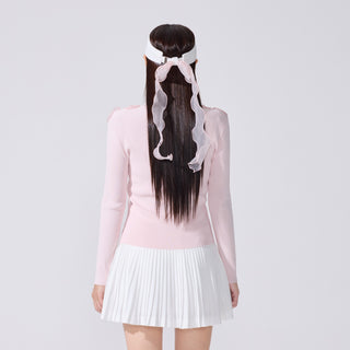 Organza V-neck cardigan (Coral)