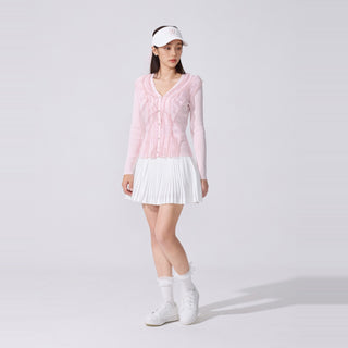 Lace Flare Pleated Skirt (White)