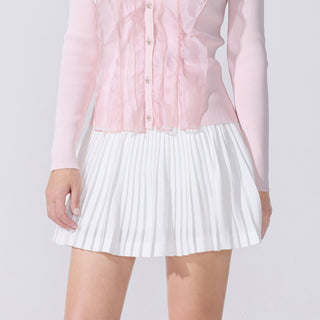 Lace Flare Pleated Skirt (White)