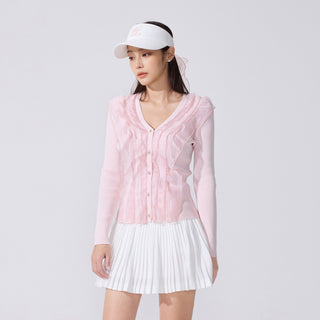 Organza V-neck cardigan (Coral)