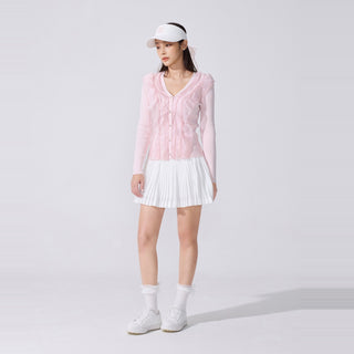 Organza V-neck cardigan (Coral)