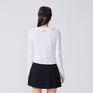 Crochet Collar Cardigan (White)