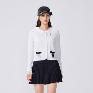 Crochet Collar Cardigan (White)