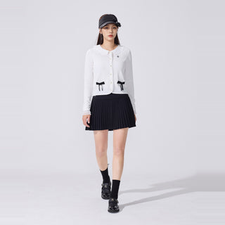 Crochet Flare Pleated Skirt (Black)
