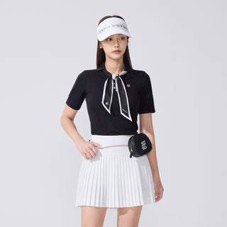 Scarf Set Open-neck T-Shirt (Black)