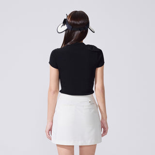 Chiffon Ribbon Cap Sleeve knit (Black)